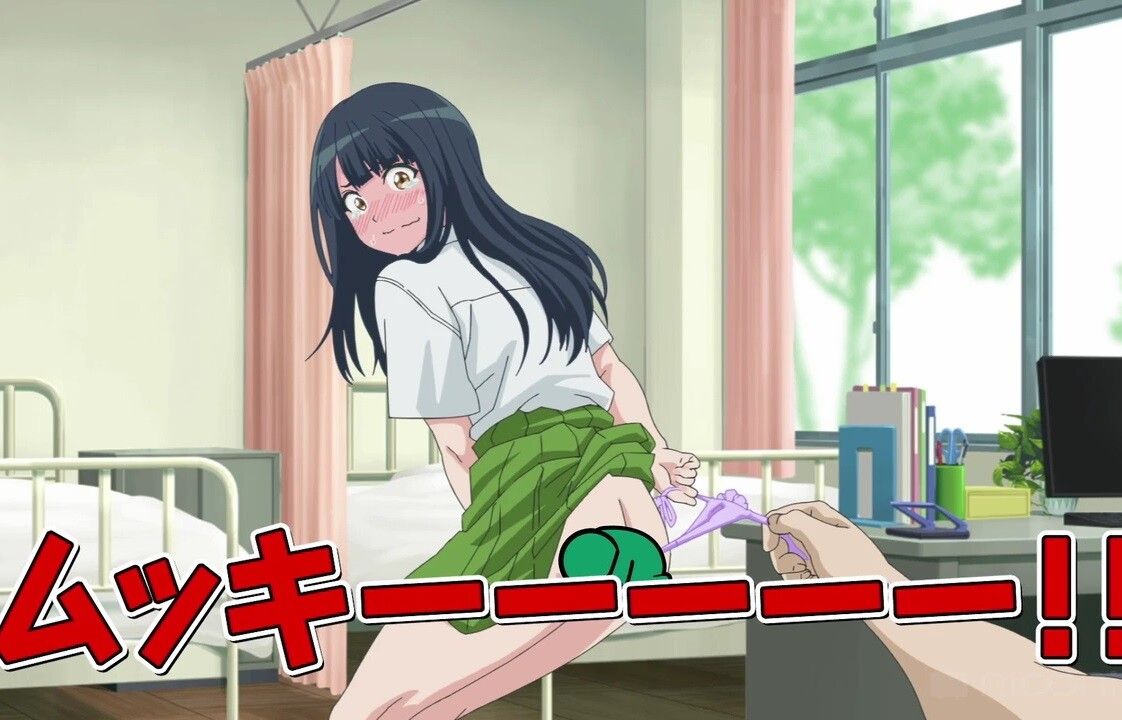 Trying to force off the pants of a girl who provokes in three episodes of the anime "I asked for it in Doshitaza" 1