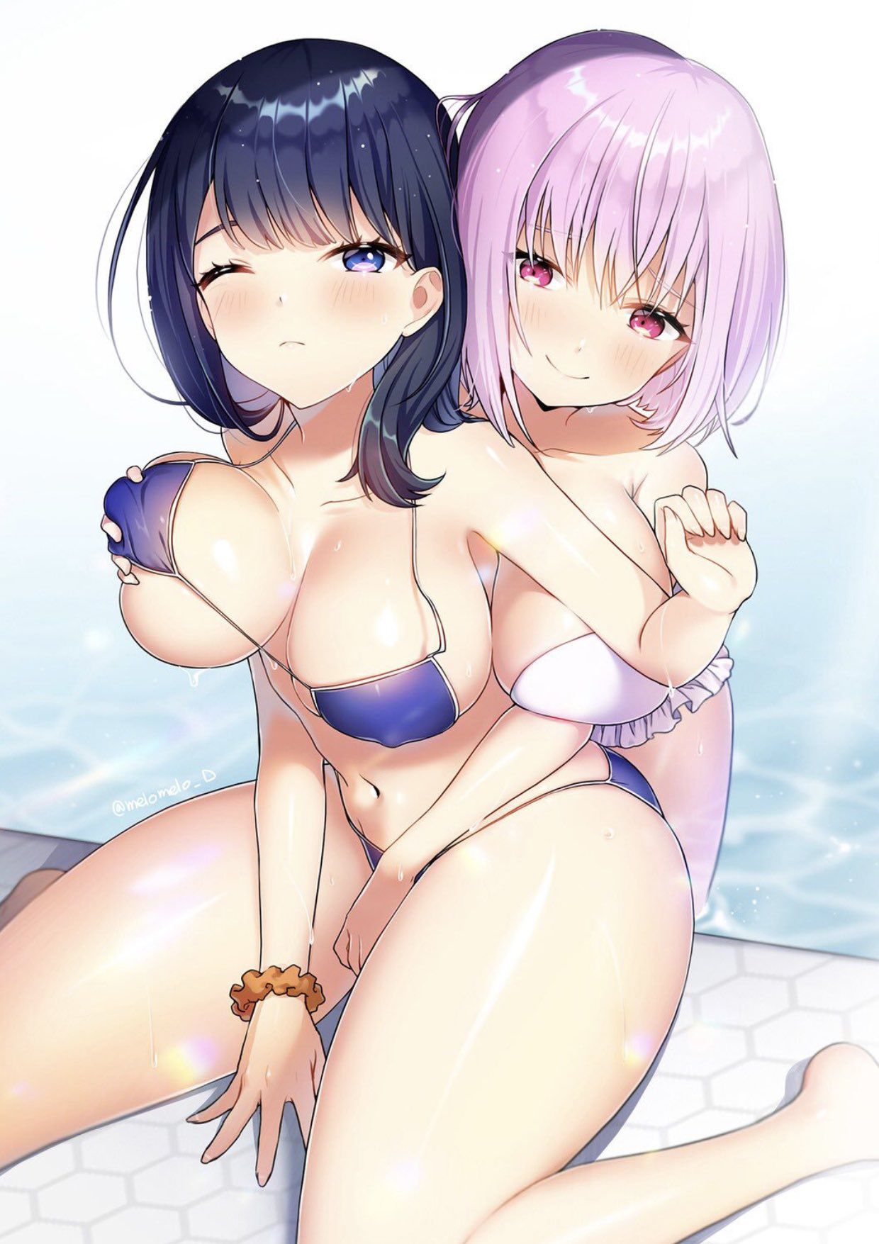 I envy you. Mix me too! Yuri two-dimensional erotic image between girls who are relentless in Lezplay 24