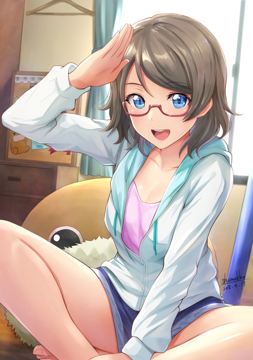 Two-dimensional glasses beautiful girl image that glasses daughter is too cute and the heart is purified 27