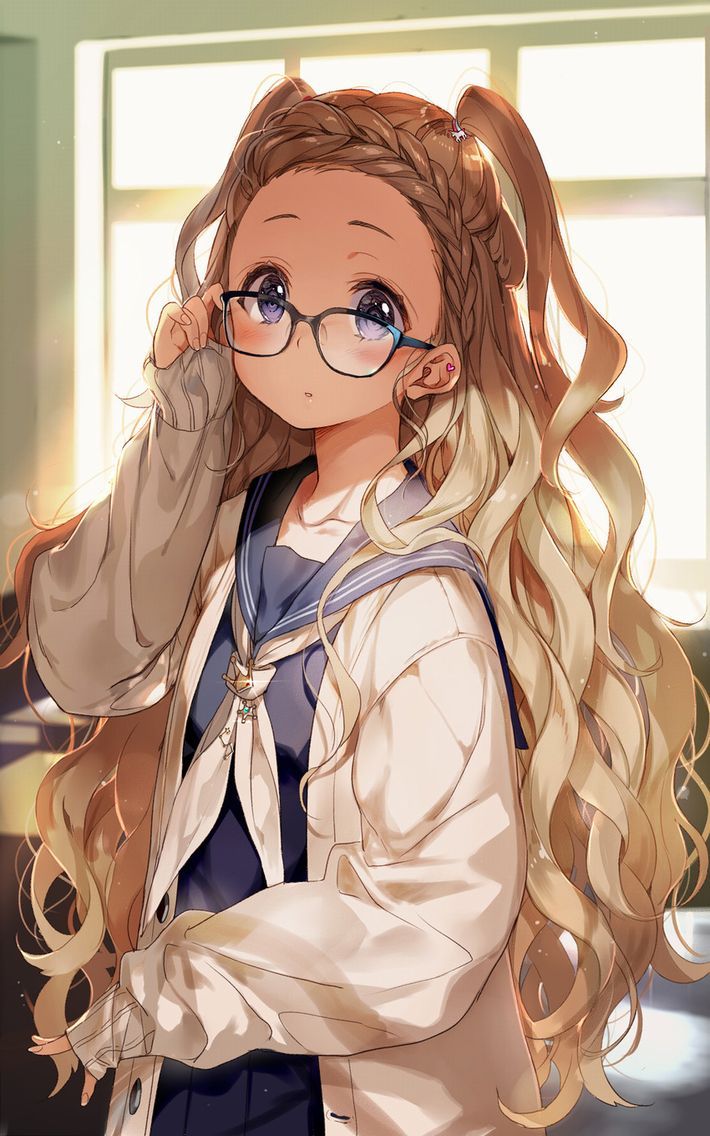 Two-dimensional glasses beautiful girl image that glasses daughter is too cute and the heart is purified 3