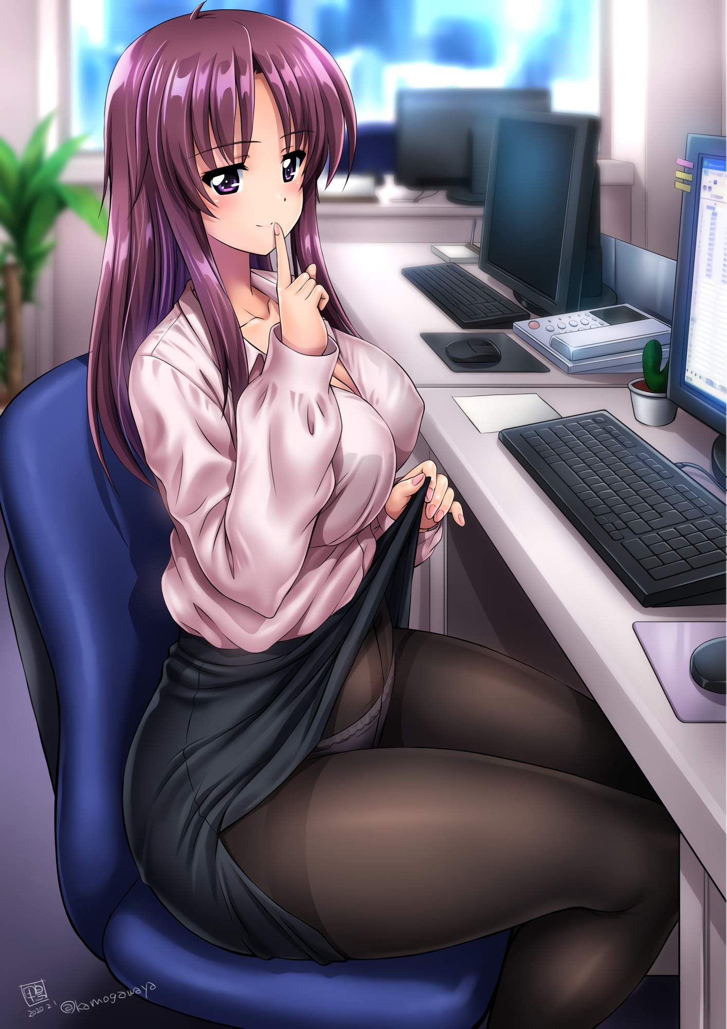 If there was such a woman in the office, i would be able to work... Maybe? Beautiful OL who is too close or tempted ♪ 3