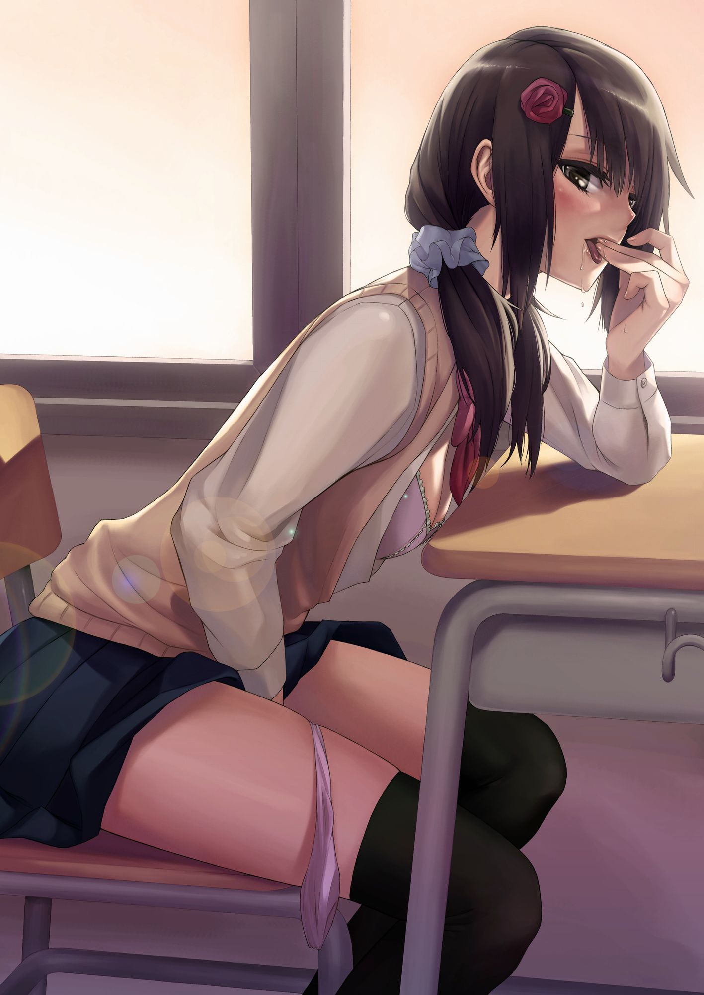 [School life end] i can not stand in class, masturbation and leaking and the erotic image of JS and JC would be drenched in the chair is irresistible 17