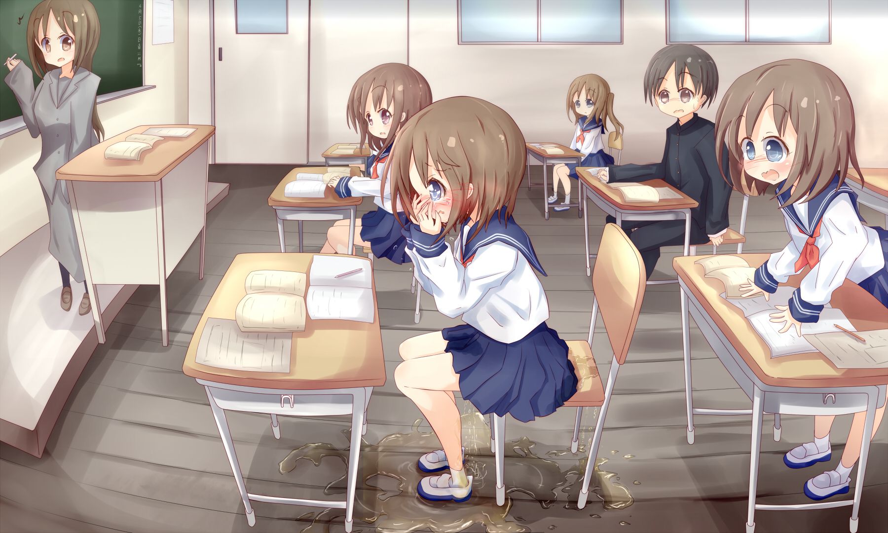 [School life end] i can not stand in class, masturbation and leaking and the erotic image of JS and JC would be drenched in the chair is irresistible 29