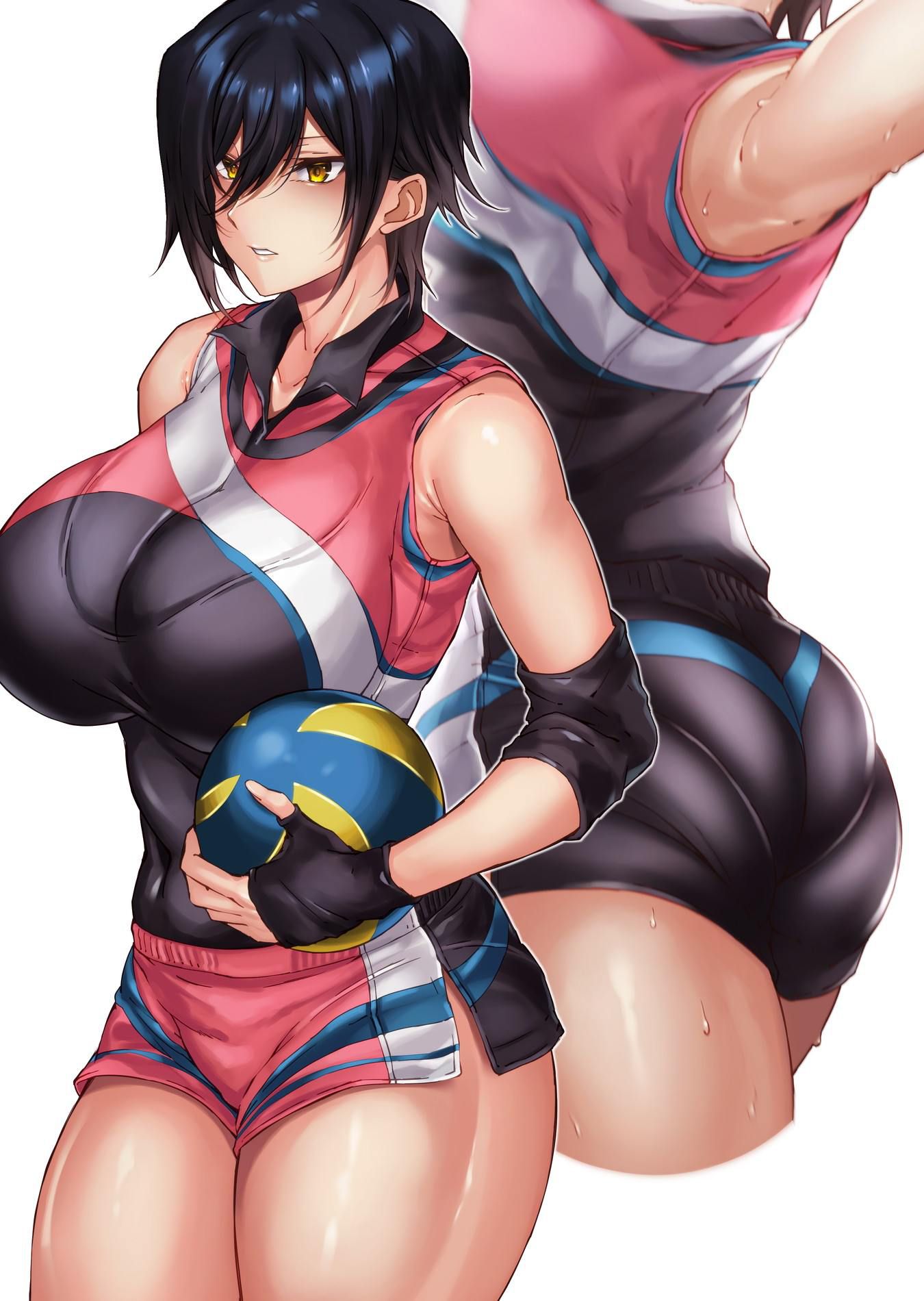 The girls in the volleyball uniform who are sweaty and Gamba are very shiko... I'm not going to be able to... 42