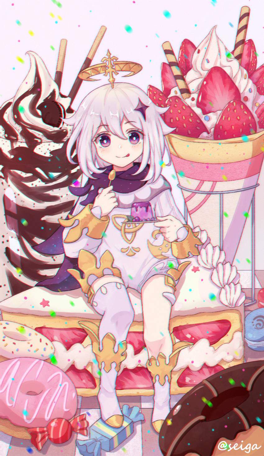 【Suipara's leftovers are a hot topic】 Secondary image of a girl who is pleased with a large amount of sweets 20