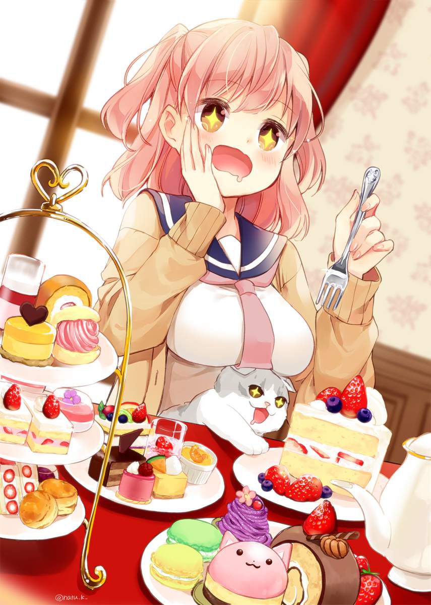 【Suipara's leftovers are a hot topic】 Secondary image of a girl who is pleased with a large amount of sweets 3