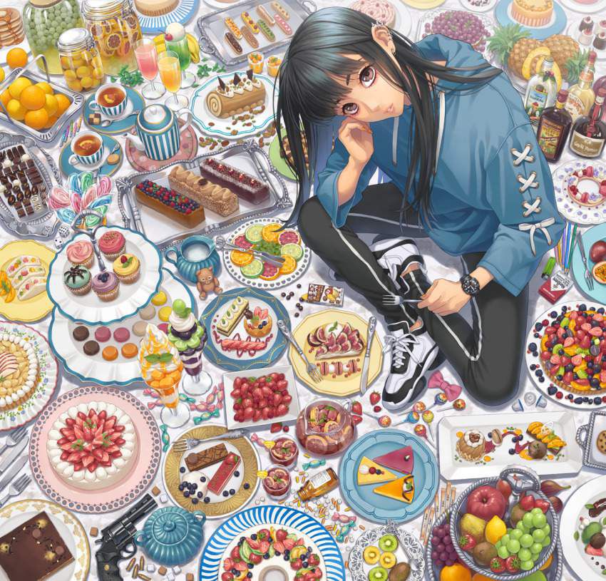 【Suipara's leftovers are a hot topic】 Secondary image of a girl who is pleased with a large amount of sweets 40