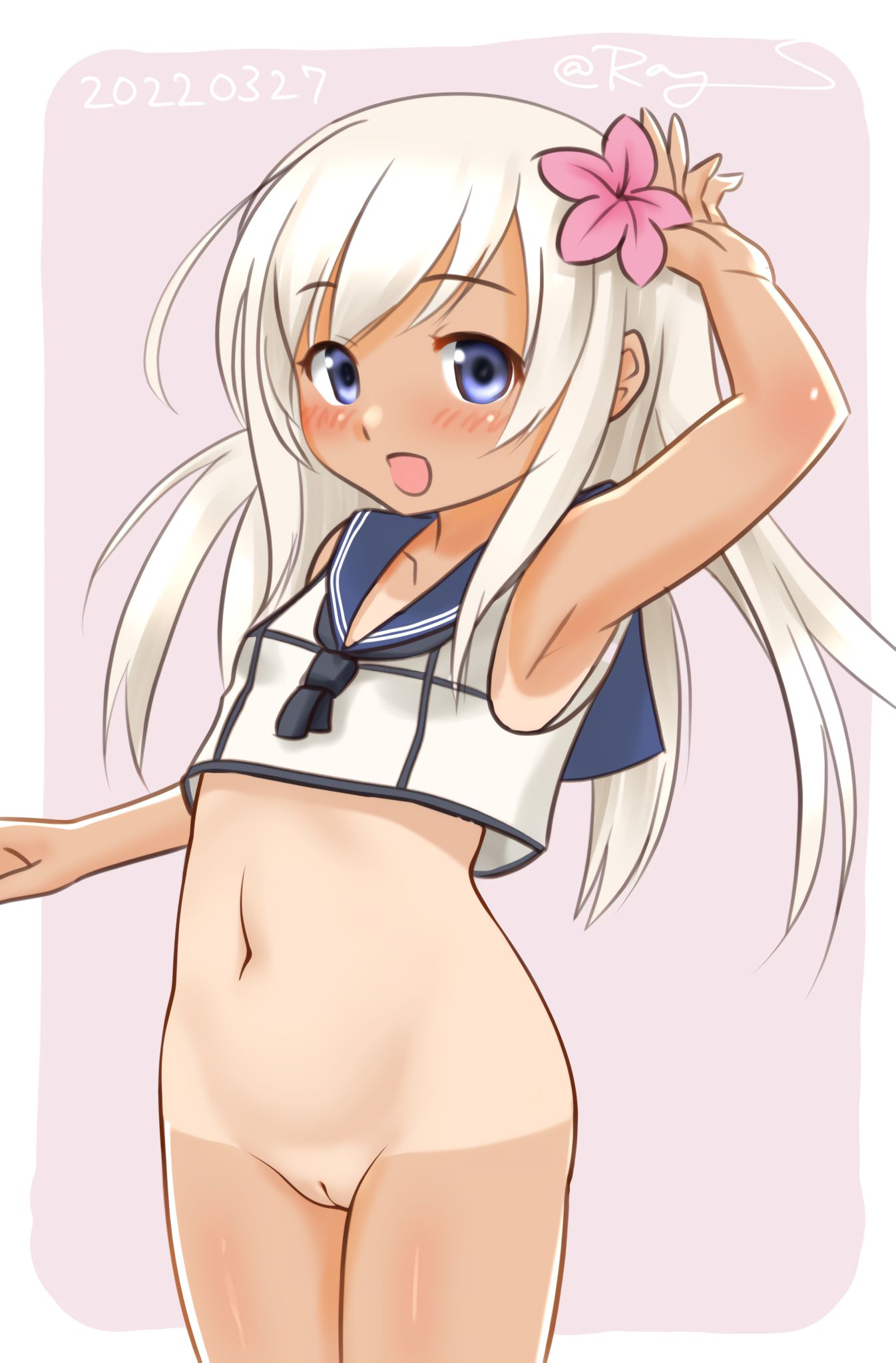 【Bottomless Lori Girl】 Secondary erotic image of a secondary loli girl with no pan bottomless and a full-out figure of the lower body loli manko is etched 23