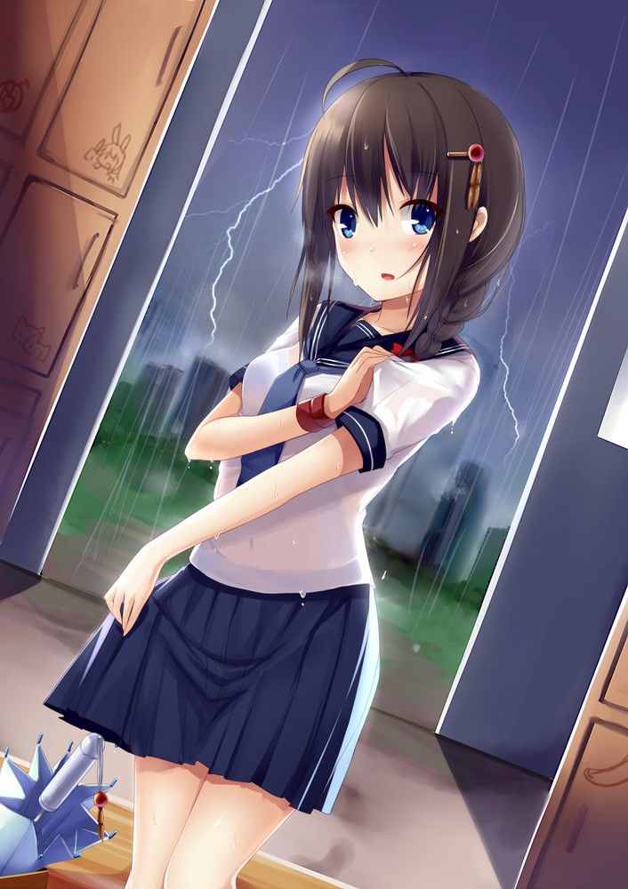 [Secondary] erotic image of a high school girl whose uniform is drenched in sudden rain and has become squeadays to the bra 12