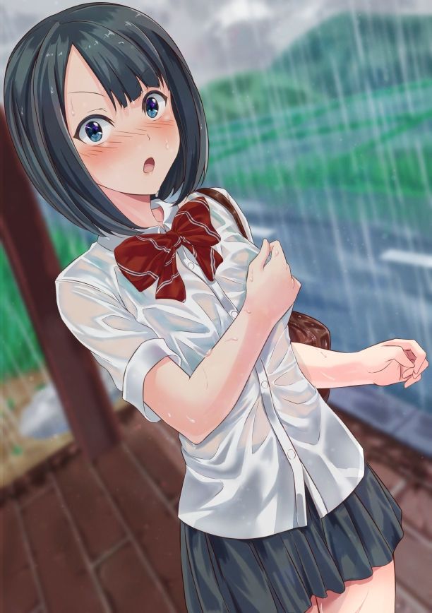 [Secondary] erotic image of a high school girl whose uniform is drenched in sudden rain and has become squeadays to the bra 2