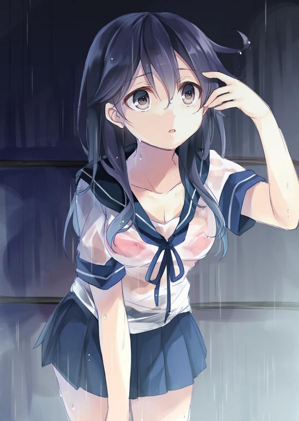 [Secondary] erotic image of a high school girl whose uniform is drenched in sudden rain and has become squeadays to the bra 24