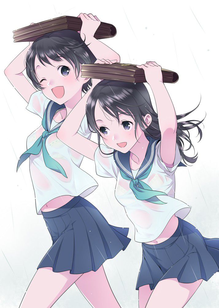 [Secondary] erotic image of a high school girl whose uniform is drenched in sudden rain and has become squeadays to the bra 37
