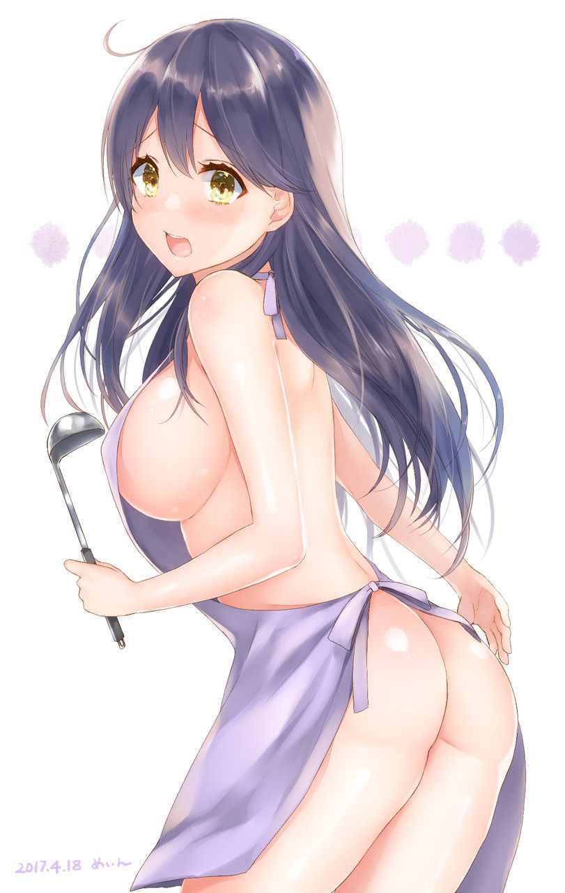 【Secondary】Erotic image of the girl in the naked apron that will be erected immediately when you get home 32