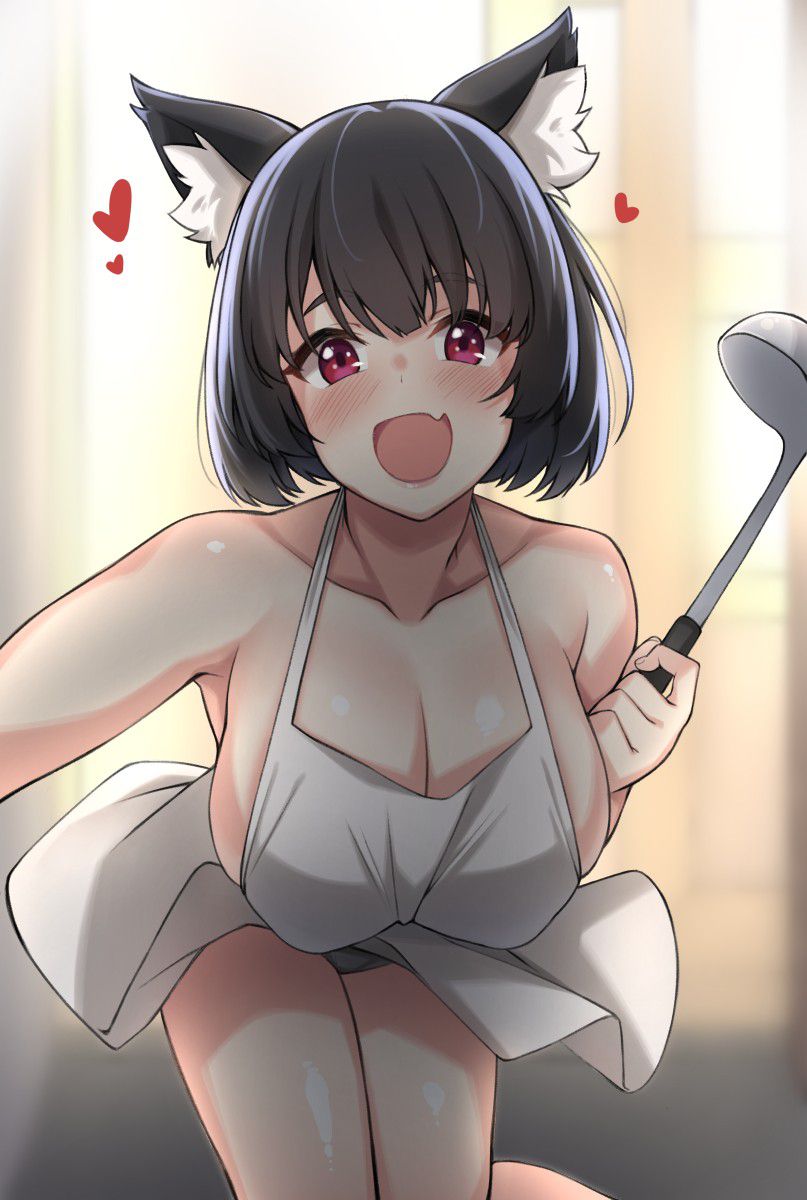 【Secondary】Erotic image of the girl in the naked apron that will be erected immediately when you get home 46