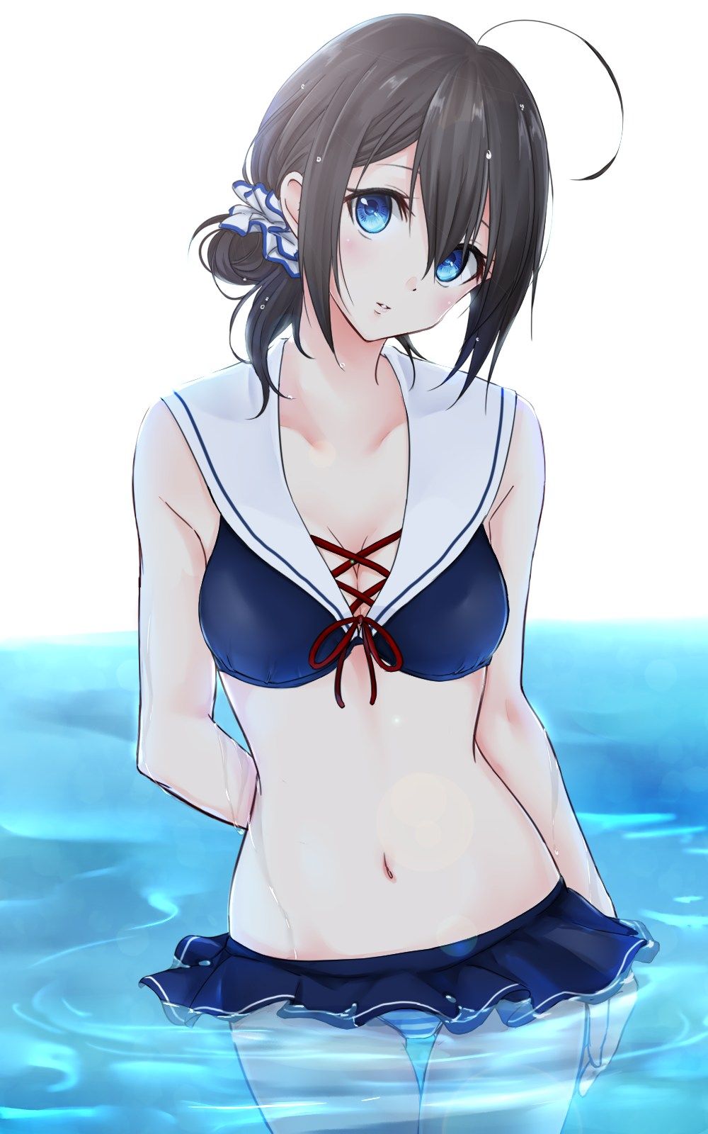 The image of the girl who wears the water of the case that I put the navel out as JK uniform is a sailor beach wear or wwwwwww 1