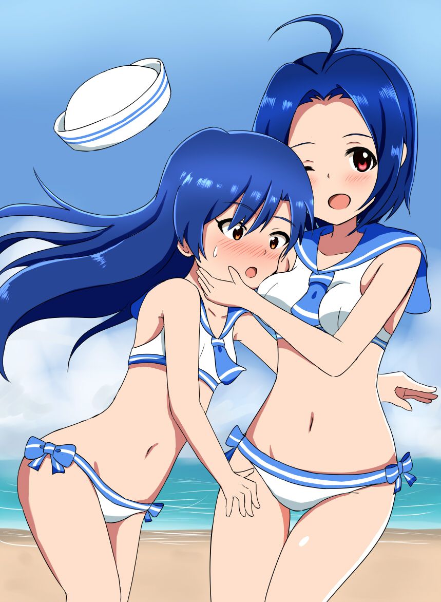 The image of the girl who wears the water of the case that I put the navel out as JK uniform is a sailor beach wear or wwwwwww 11