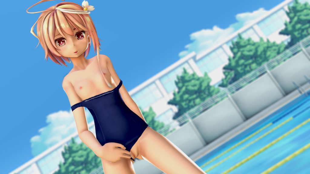 [Show Sukumizu man] Loli girl is summer-like Sukumizu swimsuit but I show provocation lori erotic image that comes to provoke by showing the crotch cloth stagger! 35