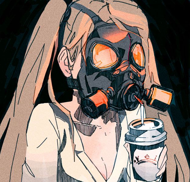 I'm excited about a girl who wears a two-dimensional gas mask. 50 photos 18