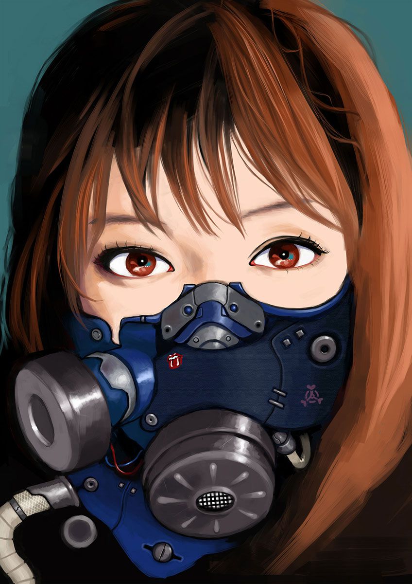 I'm excited about a girl who wears a two-dimensional gas mask. 50 photos 37