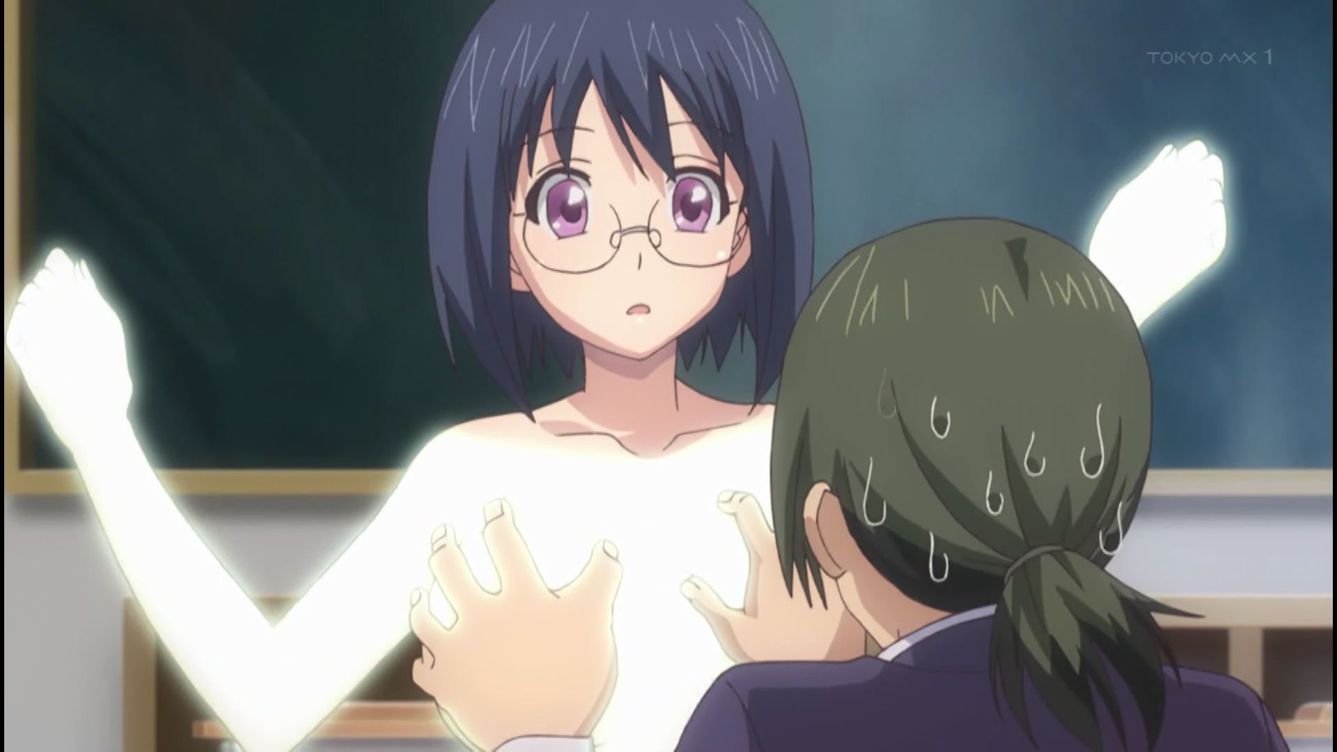 The erotic scene in which the girl is rubbed the breasts in naked in three episodes of the anime [knob Naga Teacher's young wife] 10