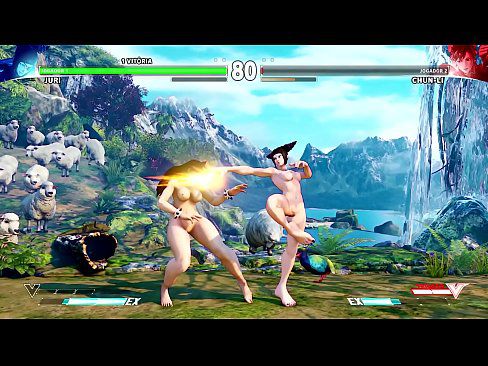 Street Fighter V - Juri Vs Chun-li Nude Mod Showcase - 2 min 17