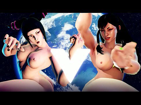 Street Fighter V - Juri Vs Chun-li Nude Mod Showcase - 2 min 3