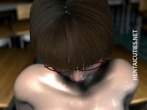 3D hentai girl with glasses out while reading. 26