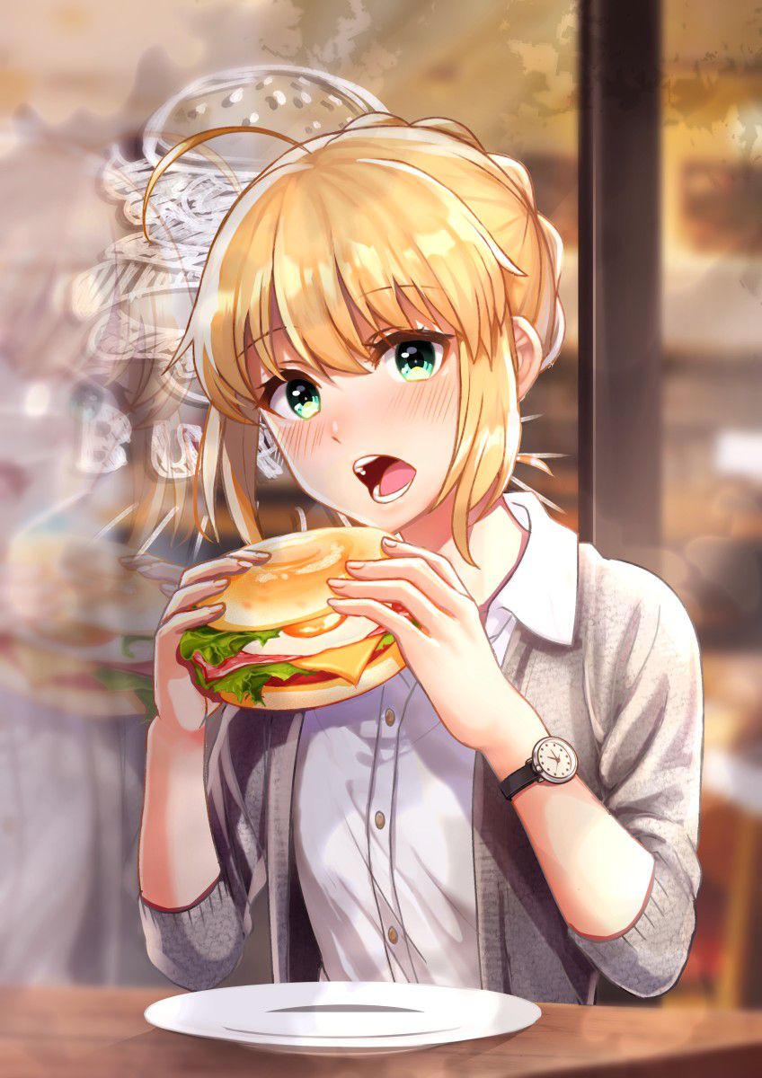 Secondary: The second image of a cute girl who is eating food. 11 [Non-erotic] 16