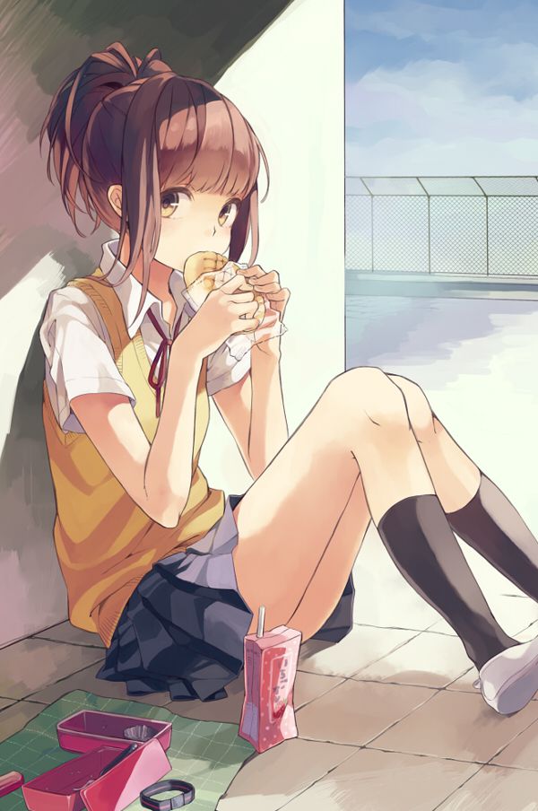 Secondary: The second image of a cute girl who is eating food. 11 [Non-erotic] 3