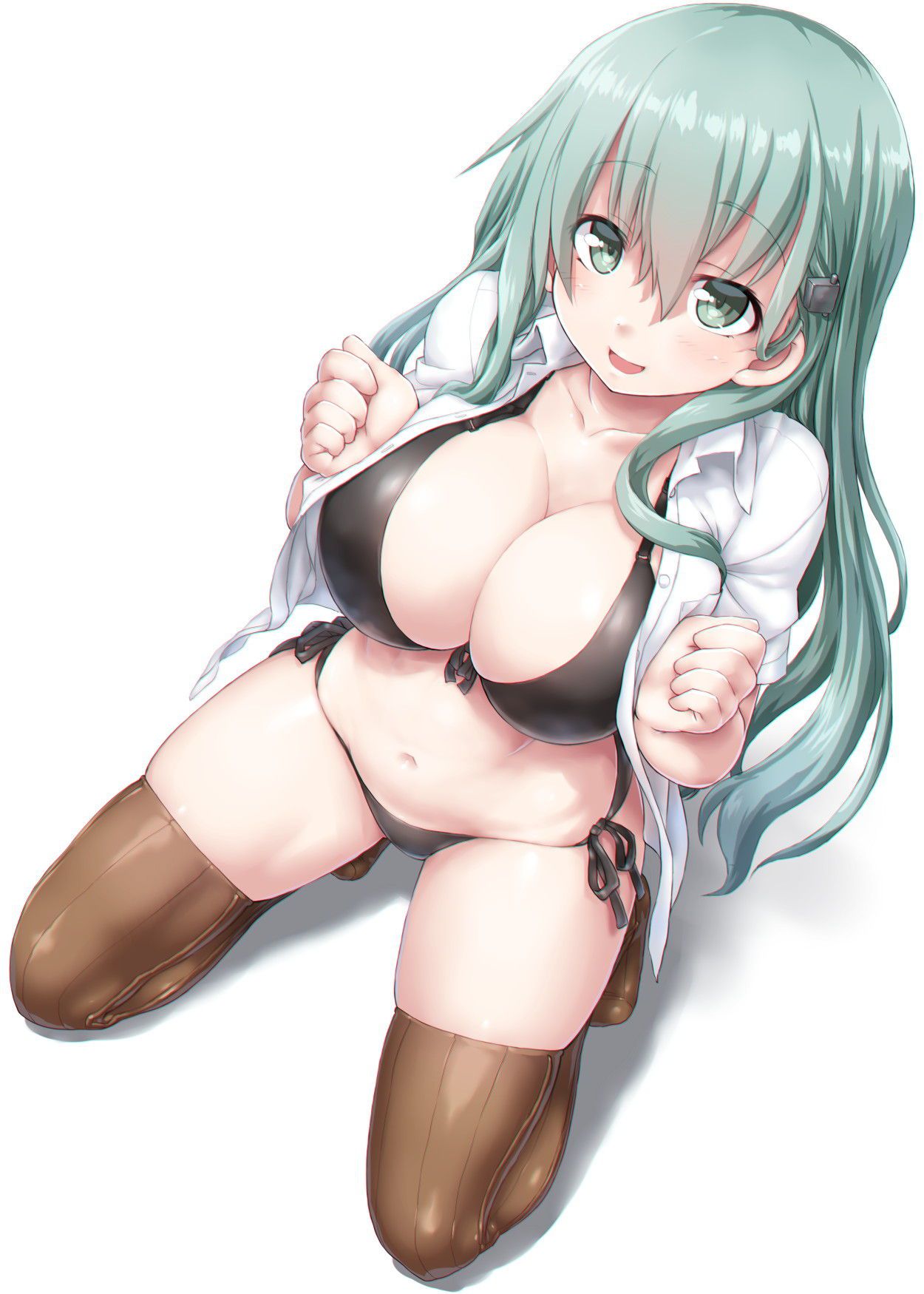 You can hardly see it in reality?! Swimsuit + thighhighs or pantyhose or a girl who comes with a sexual looking charm! 13