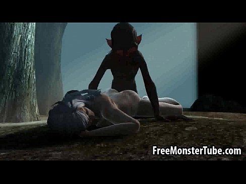 Hot 3D babe gets fucked hard in the woods by Gollum - 3 min 6