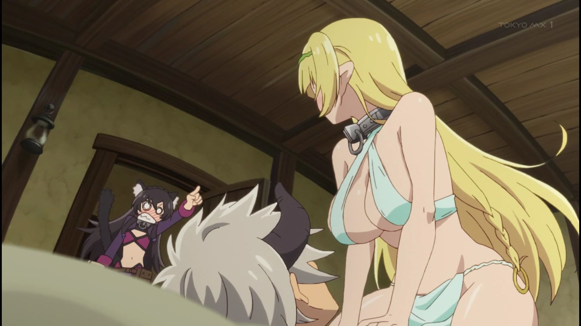 Erotic scene attacked by the girl of erotic costume in four stories anime [World Maou and summoned girl's slave Magic] 14