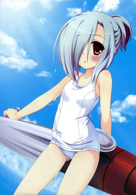 [64 pieces] two-dimensional Erofeci image to admire the white school swimsuit. 2 [White disk] 55