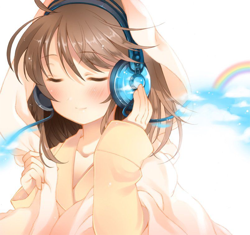 [2nd] Secondary image of a cute girl doing headphones [non-erotic] 2