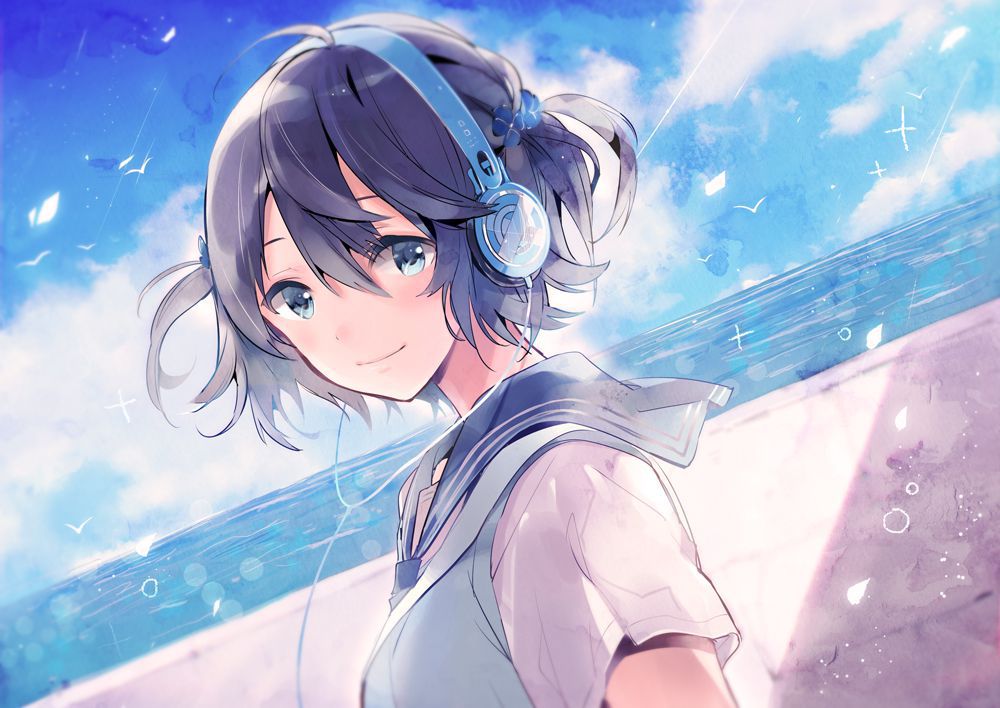 [2nd] Secondary image of a cute girl doing headphones [non-erotic] 5