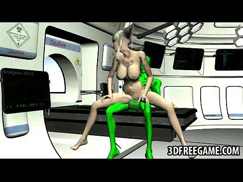 Tattooed 3D cartoon babe gets fucked by an alien - 2 min 30