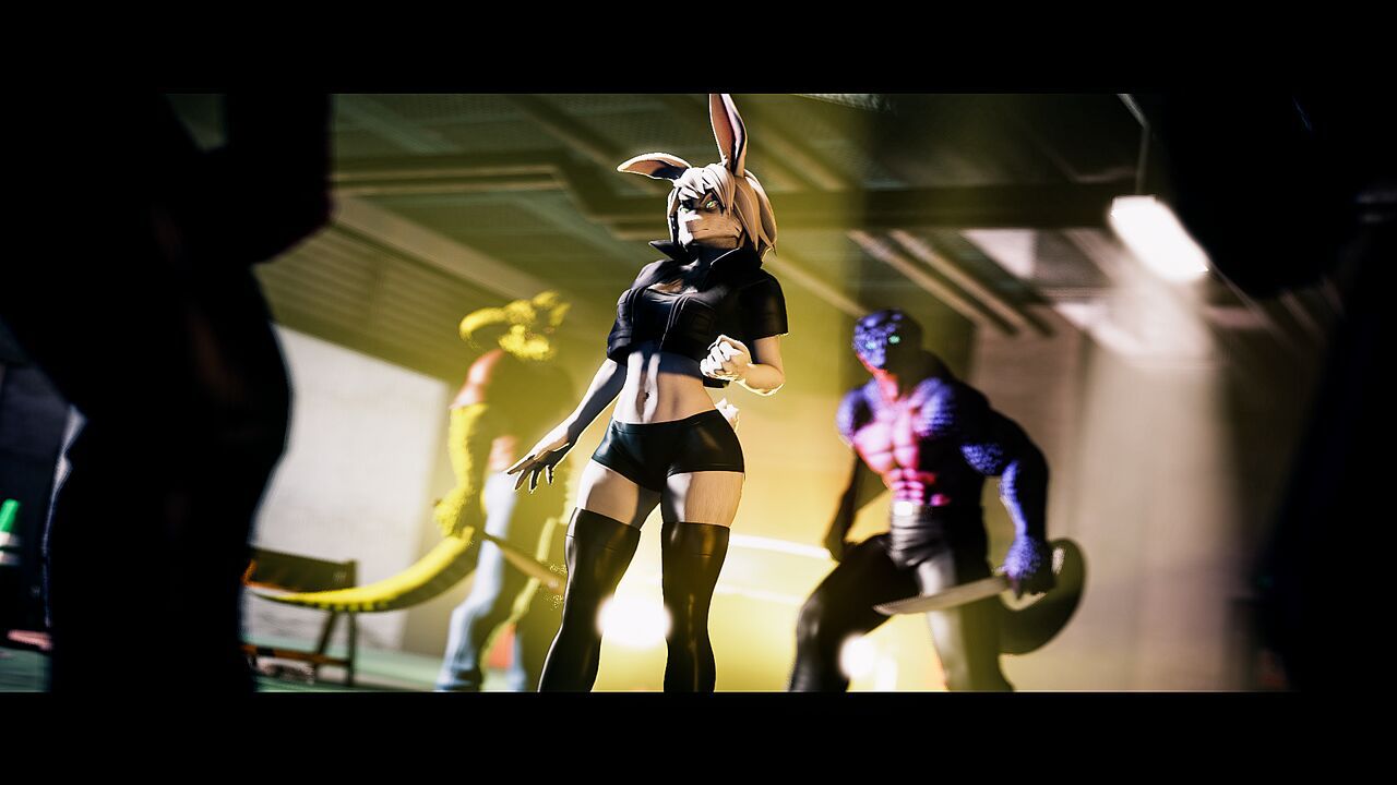 Rabbit girl fighting gangsters (a_big_fish on FA) 5