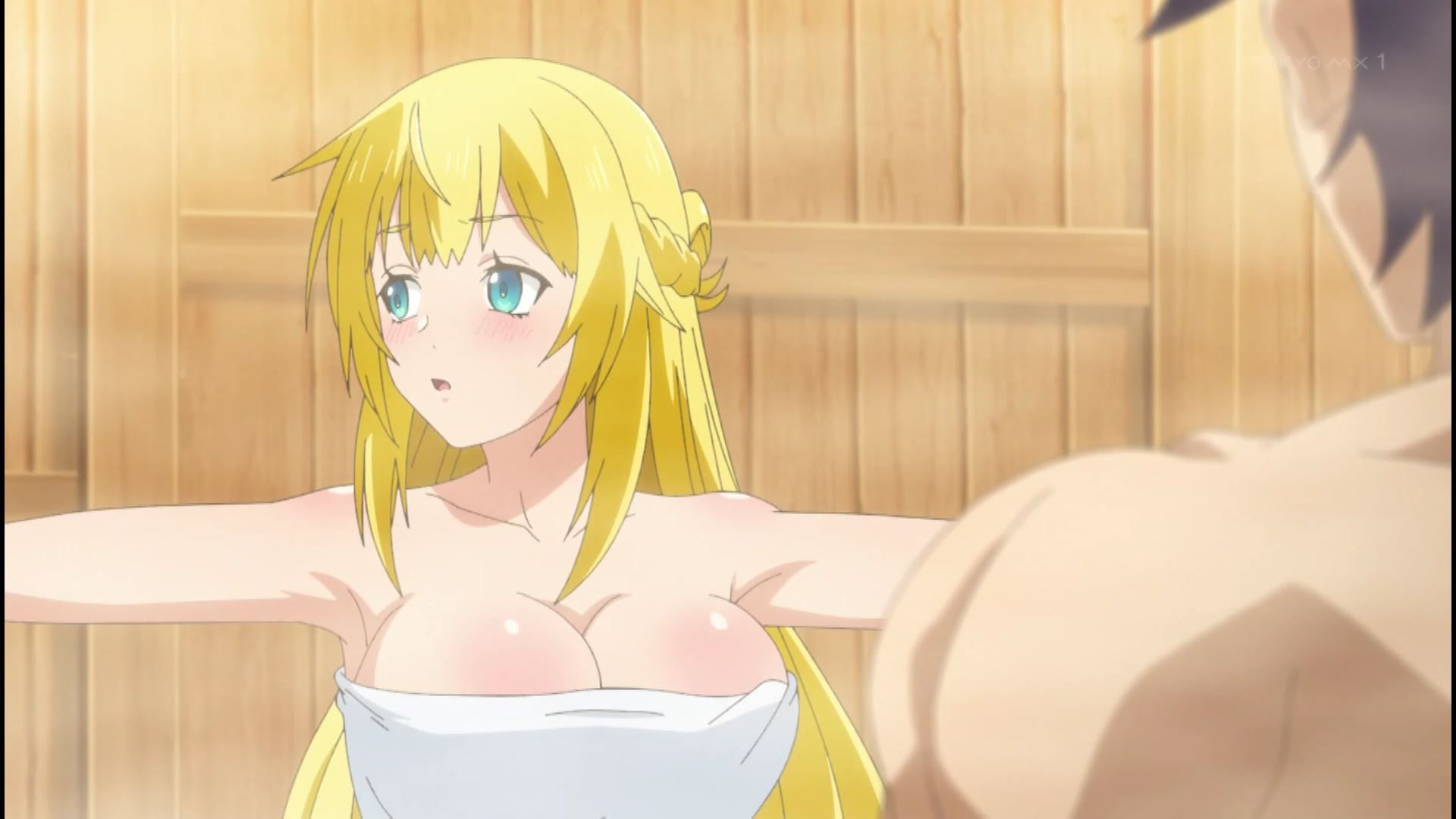 In episode 4 of the anime "True Companion", there is an erotic scene where you enter the sauna naked with an erotic boob girl! 15