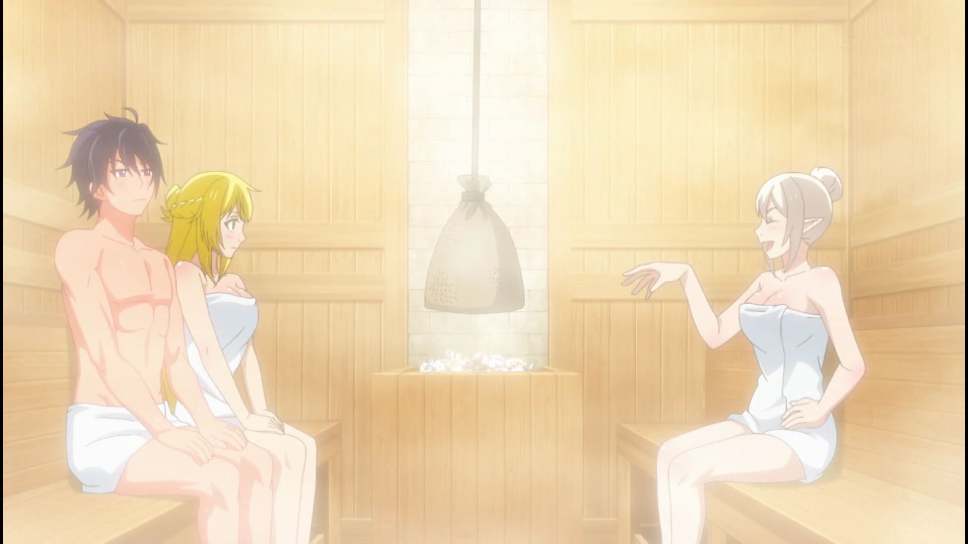 In episode 4 of the anime "True Companion", there is an erotic scene where you enter the sauna naked with an erotic boob girl! 19