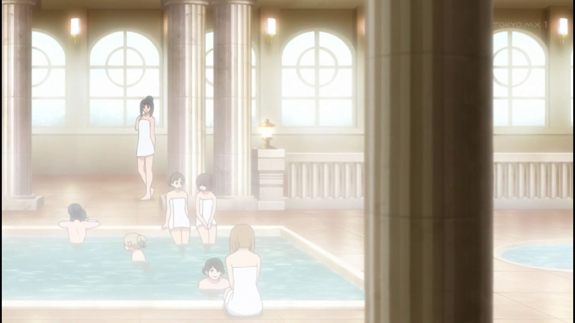 In episode 4 of the anime "True Companion", there is an erotic scene where you enter the sauna naked with an erotic boob girl! 9