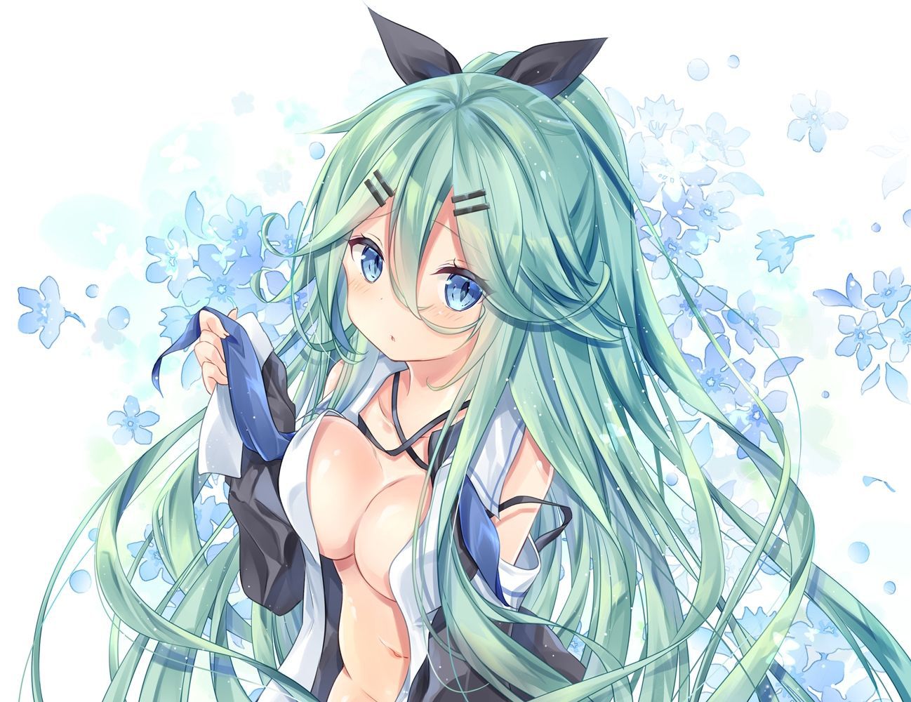 Secondary erotic image of a girl with green hair. 7 [Green hair] 2