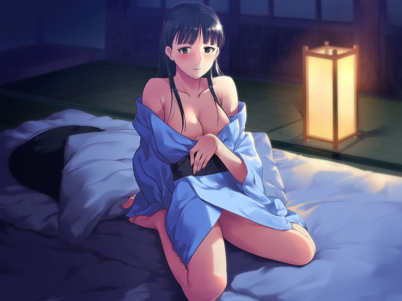 Please erotic image of a girl who was dressed in kimono or yukata or kimono is in lewd dress 8