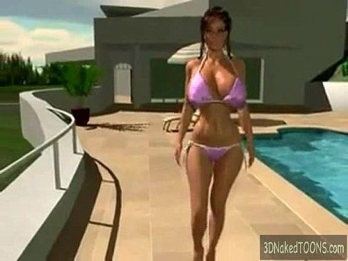 Hot babe with big tits strips and has lesbian sex on 3dnakedtoons.com - 5 min 4
