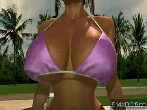 Hot babe with big tits strips and has lesbian sex on 3dnakedtoons.com - 5 min 5