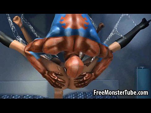3D blonde babe gets her pussy licked by Spiderman - 3 min 23