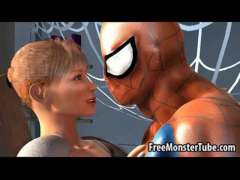 3D blonde babe gets her pussy licked by Spiderman - 3 min 7