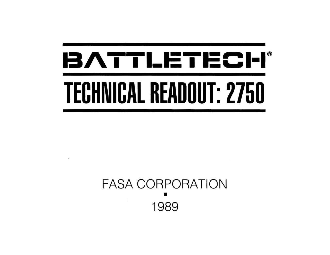 Technical Readout 2750 2