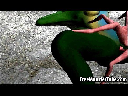 Green 3D babe gets fucked hard by an alien spider - 3 min 23