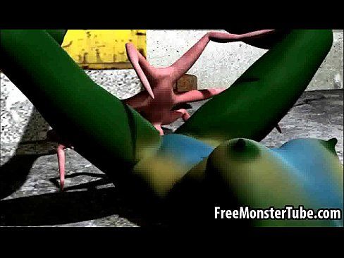 Green 3D babe gets fucked hard by an alien spider - 3 min 28