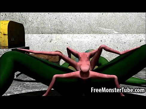 Green 3D babe gets fucked hard by an alien spider - 3 min 4